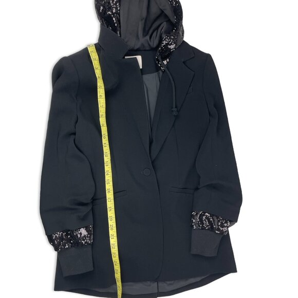 Cinq à Sept Khloe Blazer – Black Sequin Hood & Sleeves, Size 10 - Picture 13 of 13